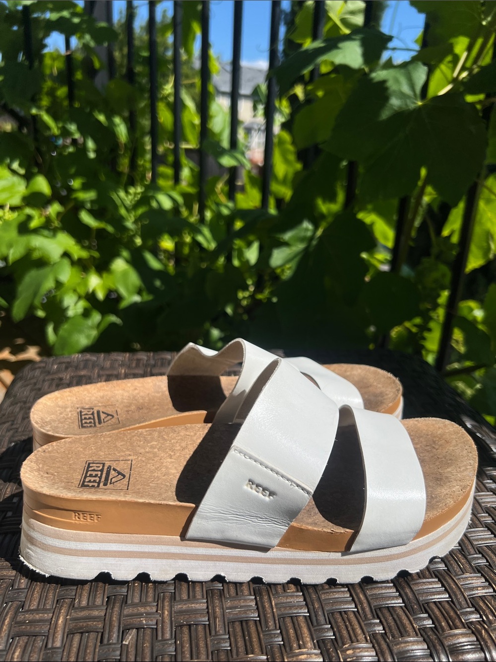 Reef White Bounced Vista Platform Slide Sandals for Women